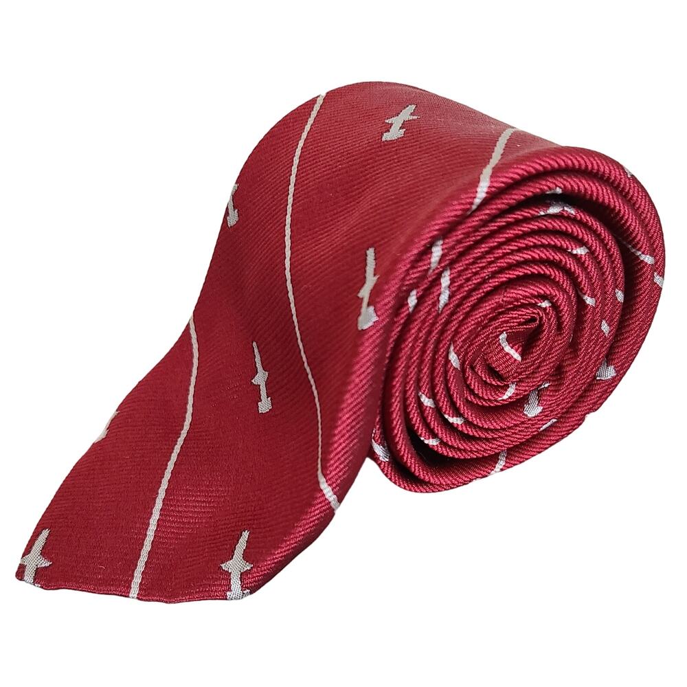 G.P. Harvale & Co Fifth Avenue New York Red & Grey 100% Silk Tie Made in USA